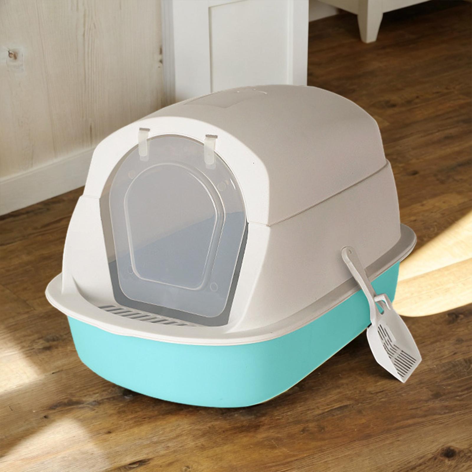 Hooded Cat Litter Box with Lid Cat Litter Tray Enclosed and Covered Cat Toilet Large Cat Litter Box for Indoor Cats with Door Pet Litter Box