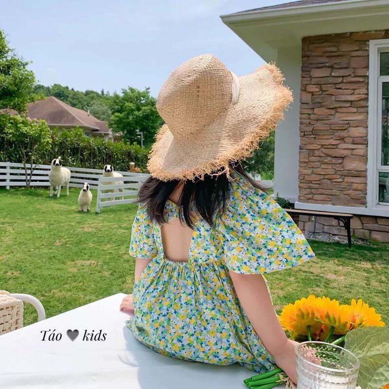 Váy Hoa Nhí Cho Bé Hở Lưng Chất Thô Hàn