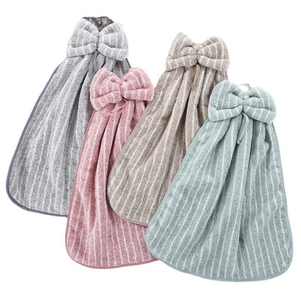 Khăn Lau Tay Nơ KẺ SỌC Chất Liệu Nhung Thấm Hút Nước Tốt