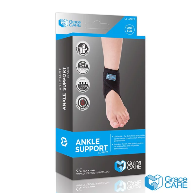 Băng quấn hỗ trợ cổ chân, mắt cá chân có thể điều chỉnh, thành phần từ sợi than tre cao cấp Grace Care AB222 - Made In Taiwan