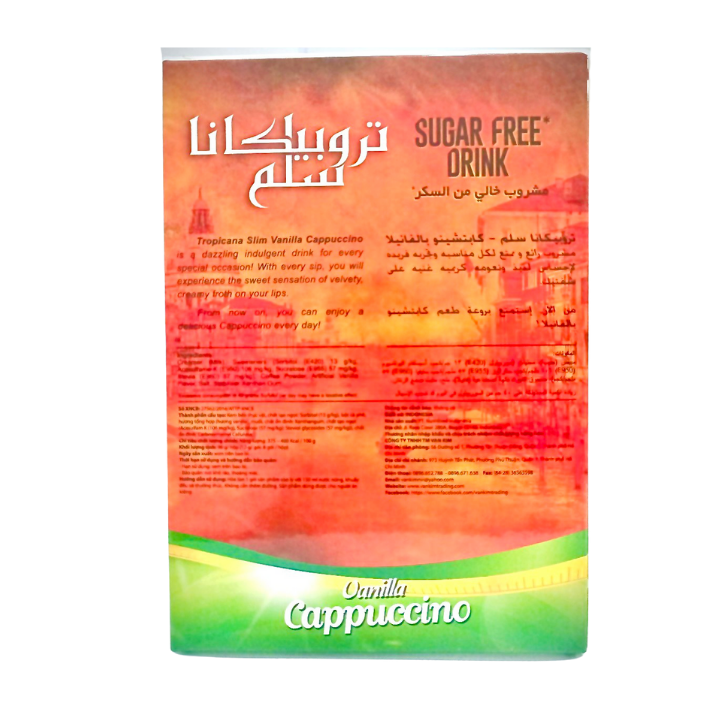 Combo 12 Hộp Cà Phê Ăn Kiêng Tropicana Slim Sugar Free Vanilla Cappucino (8 x 12g)