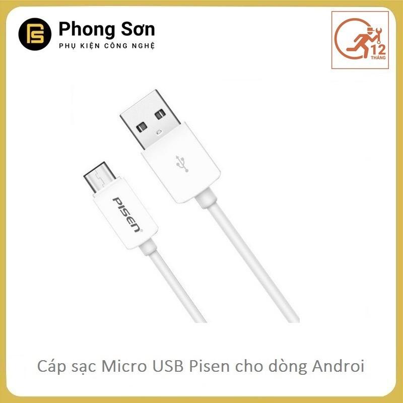 Combo cóc sạc 1A và Cáp MicroUSB (Trắng ) Pisen - Hàng chính hãng