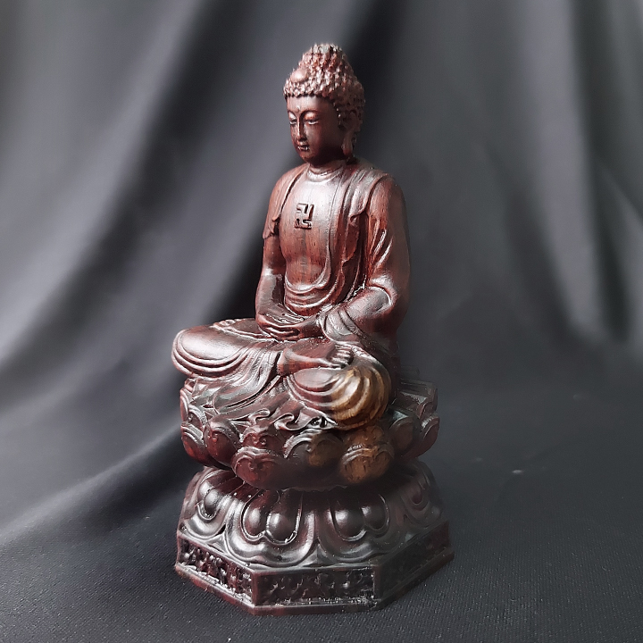 Tượng phật A Di Đà tọa lạc đài sen bằng gỗ trắc - Tượng để xe - AT02