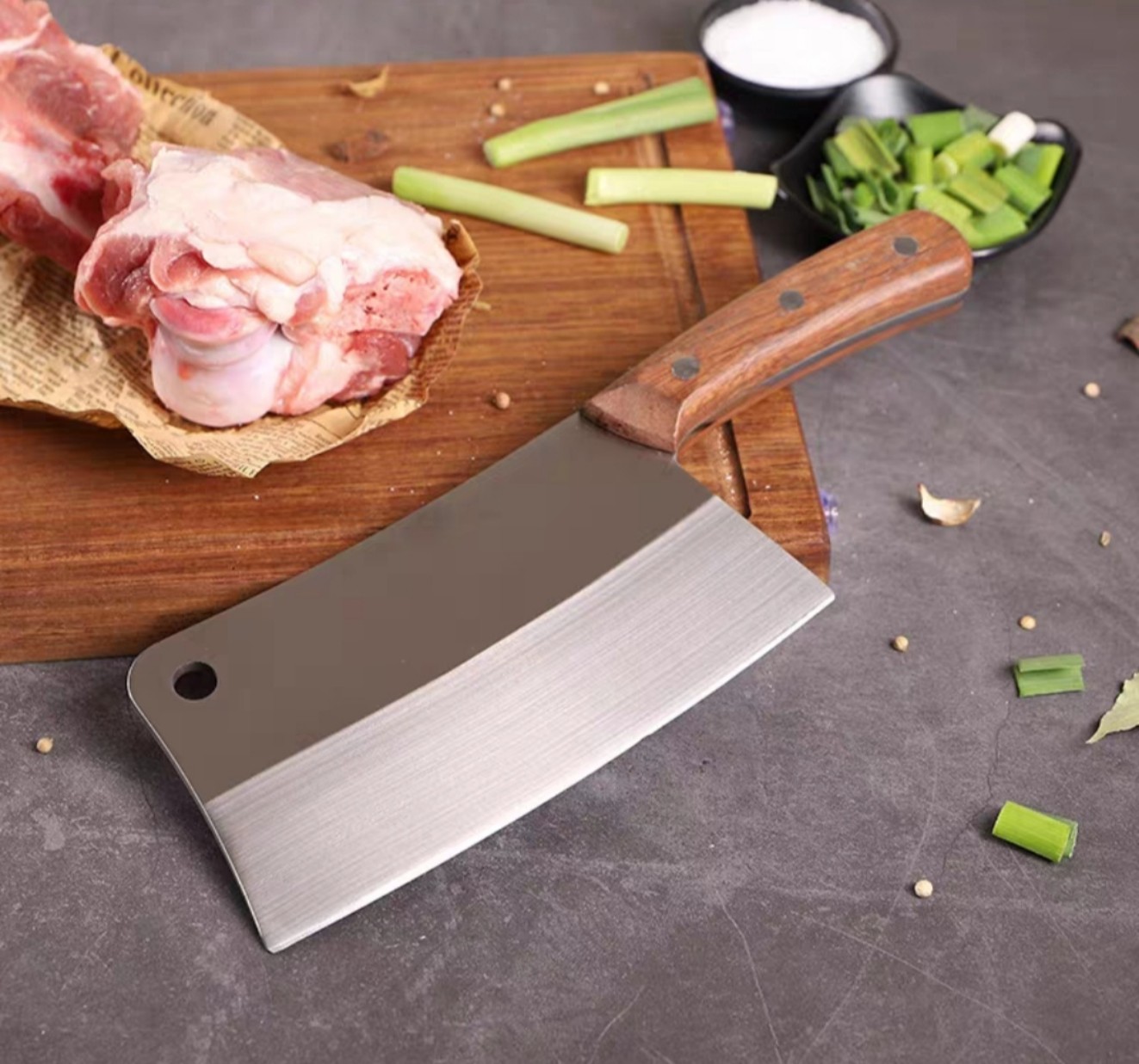 Dao Chặt Đại Cán ( Gỗ Xương Gà ) - Dao Chặt Cao Cấp Chặt Gà,Chặt Xương ( Tặng dán inox To Treo Dao )