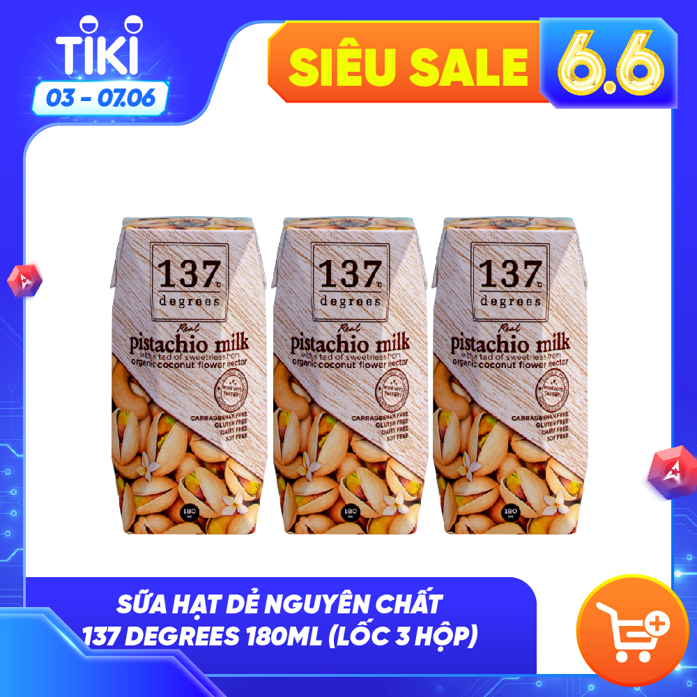 Sữa Hạt Dẻ Cười Nguyên Chất 137 Degrees (Lốc 180ML x 3 Hộp)