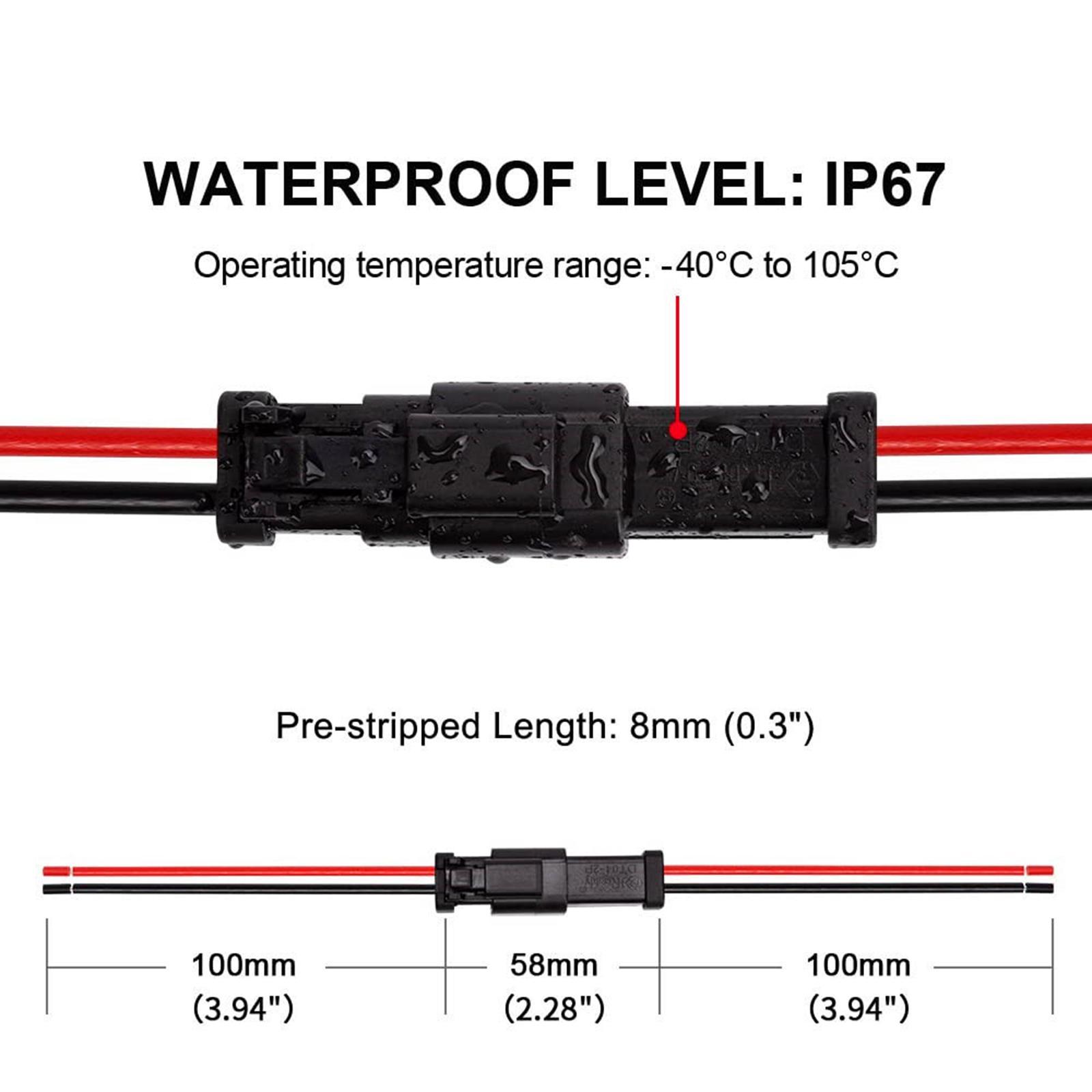DT 2 Pin Set Male and Female Wire Connectors 14AWG Thicker Wire Harness Connector Way for led Lights light Bar