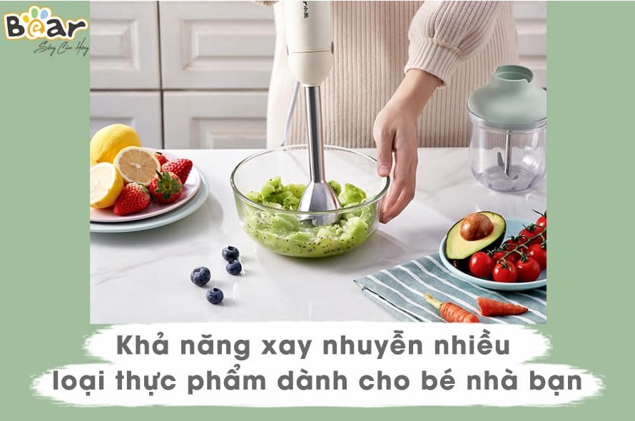 Bộ Máy Xay Sinh Tố Sothing Bear JBQ-B50E1 Đa Năng, Xay Ăn Dặm, Xay Thịt, Đánh Trứng Tiện Lợi- Hàng Chính Hãng