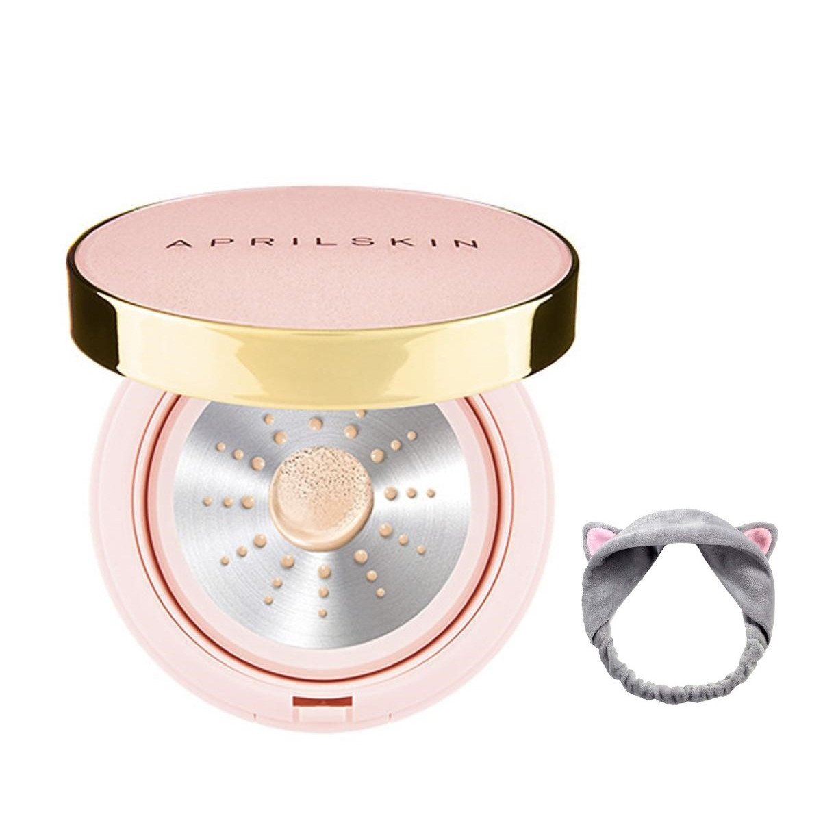 [Pink Case] Phấn Nước Aprilskin Magic Essence Shower Cushion SPF50/PA++++ 13g + Tặng kèm 1 băng đô tai mèo xinh xắn ( màu ngẫu nhiên)