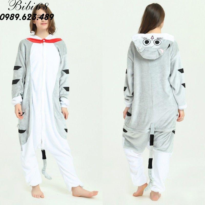 Bộ Đồ hình thú liền thân lông mịn Pijama dành Cho Người Lớn và Trẻ Em Hoạt Hình Cosplay