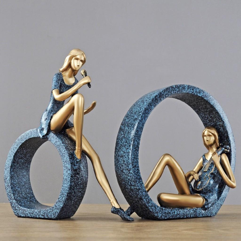 BỘ 2 TƯỢNG NGHỆ NHÂN HÁT VÀ ĐÀN GIRLS BAND - hàng cao cấp