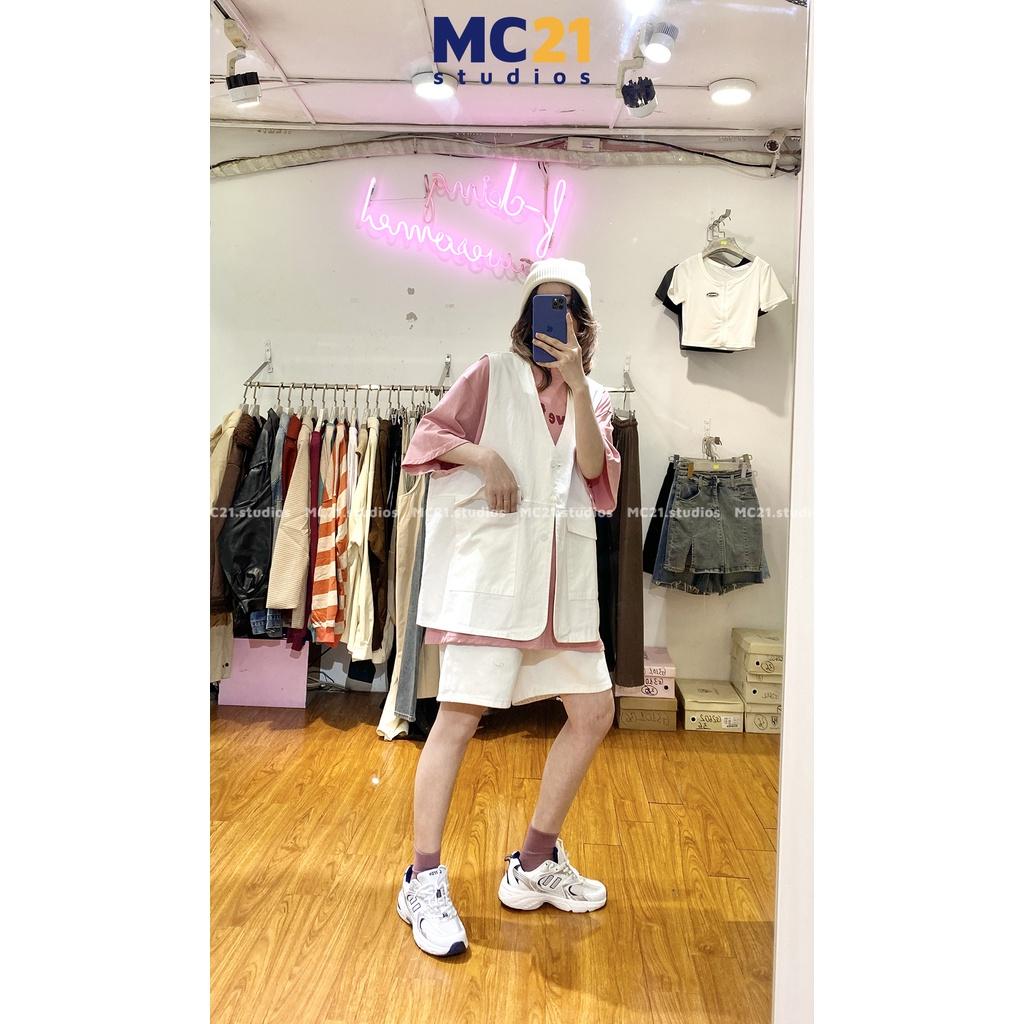 Áo gile kaki MC21.STUDIOS oversize Unisex form rộng nam nữ Ulzzang Streetwear Hàn Quốc vải xịn mềm A3201