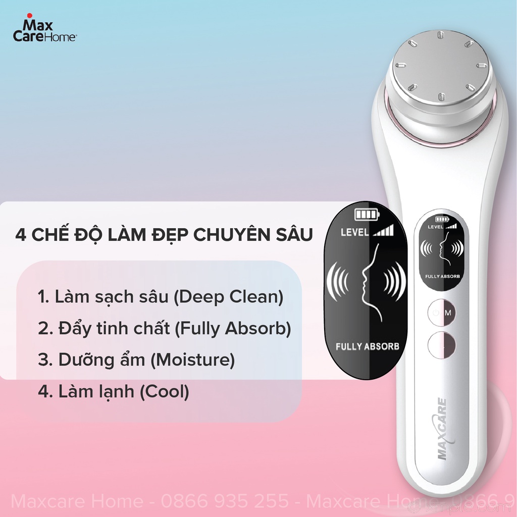 Máy đẩy tinh chất Ion dưỡng da nóng lạnh Hot & Cool Maxcare Max888PRO - Máy điện di tinh chất trắng da Maxcare Beauty Device - làm sạch sâu - đẩy tinh chất - cấp ẩm - chăm sóc và dưỡng trắng da