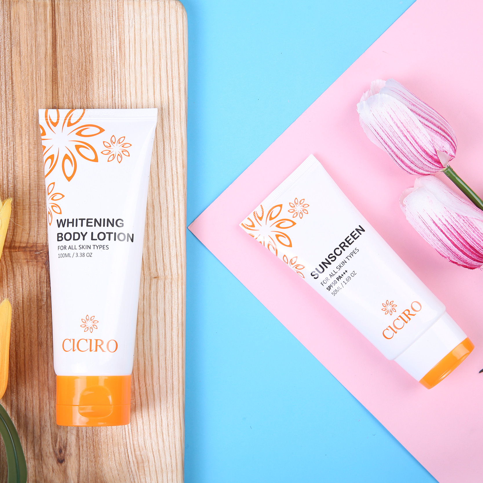 COMBO KEM DƯỠNG TRẮNG DA TOÀN THÂN – WHITENING BODY LOTION CICIRO VÀ KEM CHỐNG NẮNG – SUNSCREEN SPF50 PA+++ CICIRO