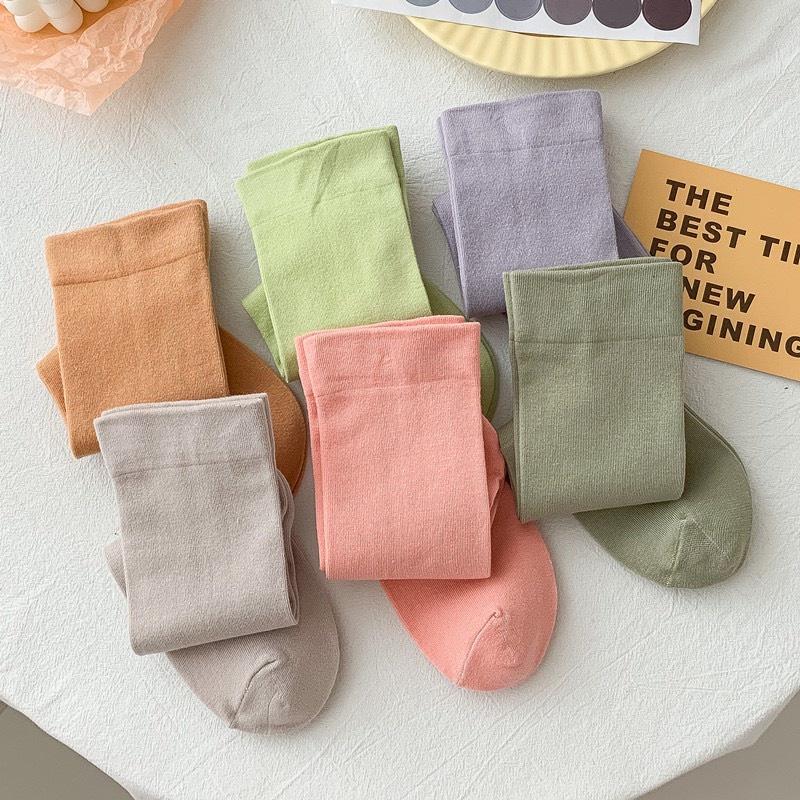 Tất Cao Cổ Nam Nữ Vớ Cao Cổ Nữ Nam Màu Pastel Vintage Chất Cotton Mịn CamCamVintage Tất Vớ Cổ Cao Nữ Vớ Cao Cổ Cao Cấp