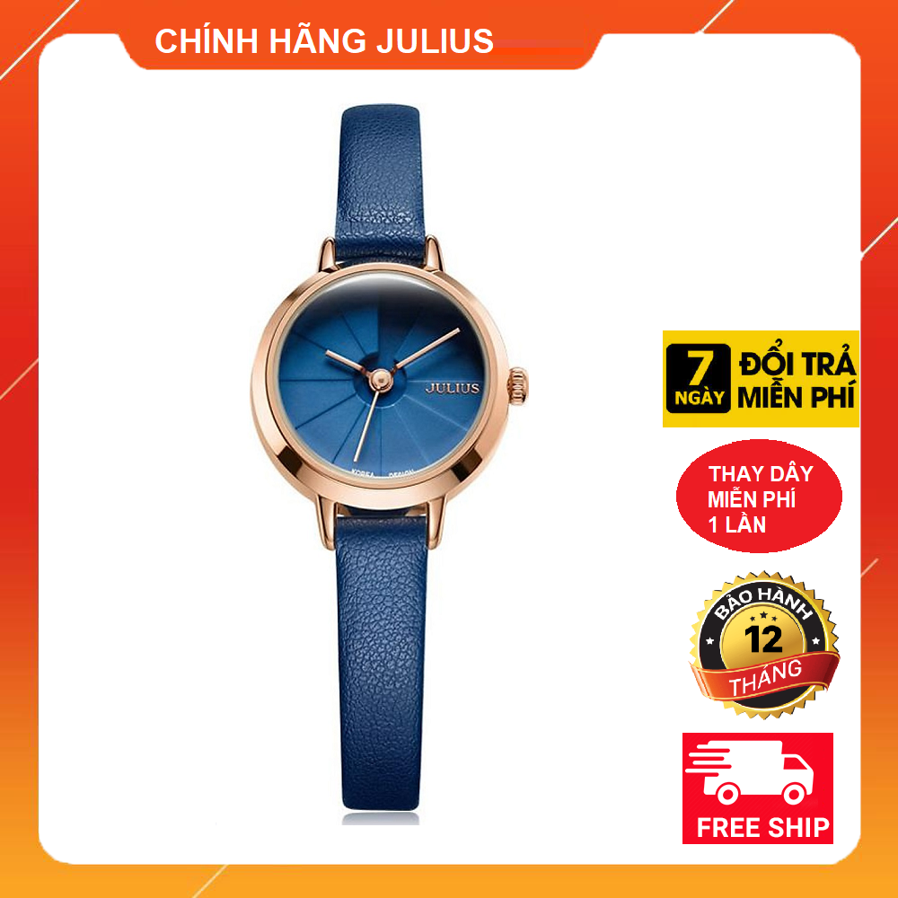 Đồng Hồ Nữ JA-979D Julius Hàn Quốc Dây Da (Xanh)