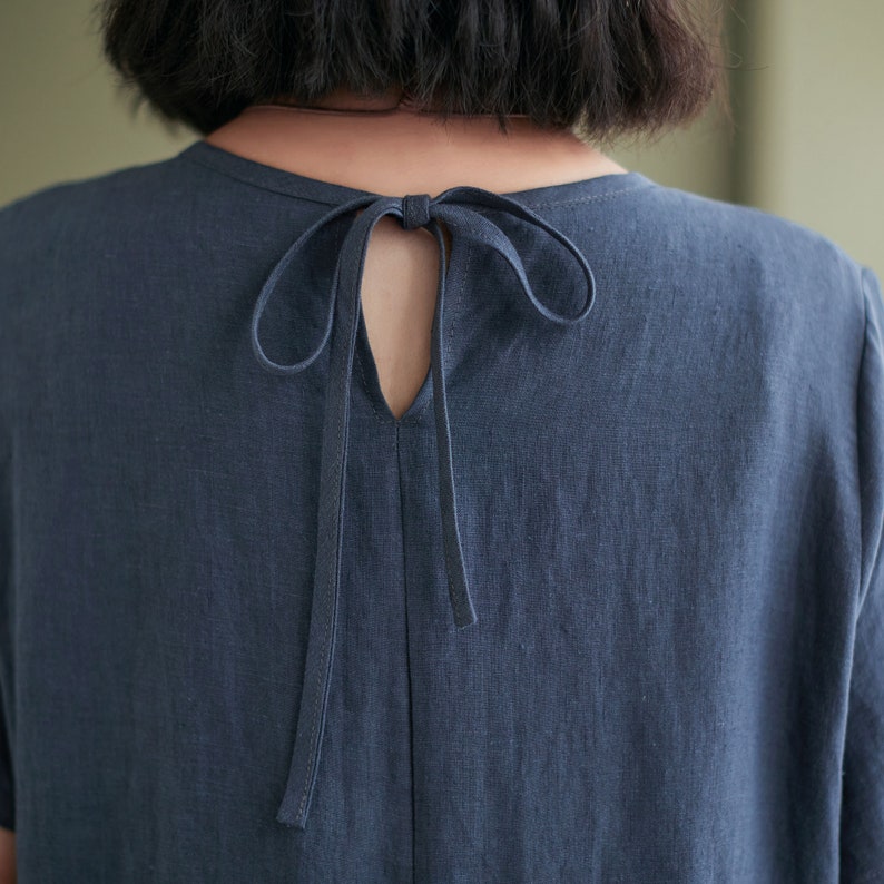 Đầm linen nữ ngắn tay dáng suông, form rộng che khuyết điểm, thiết kế cơ bản dễ mặc Đũi Việt