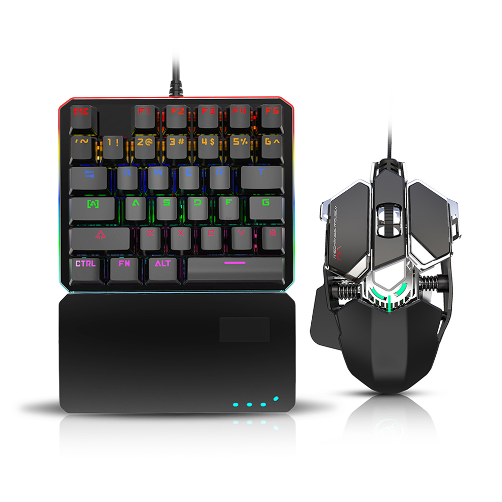 HXSJ V200+J600 Combo Wired Gaming Mouse 9-key Macro Programming Mice & Switch One-handed Mechanical