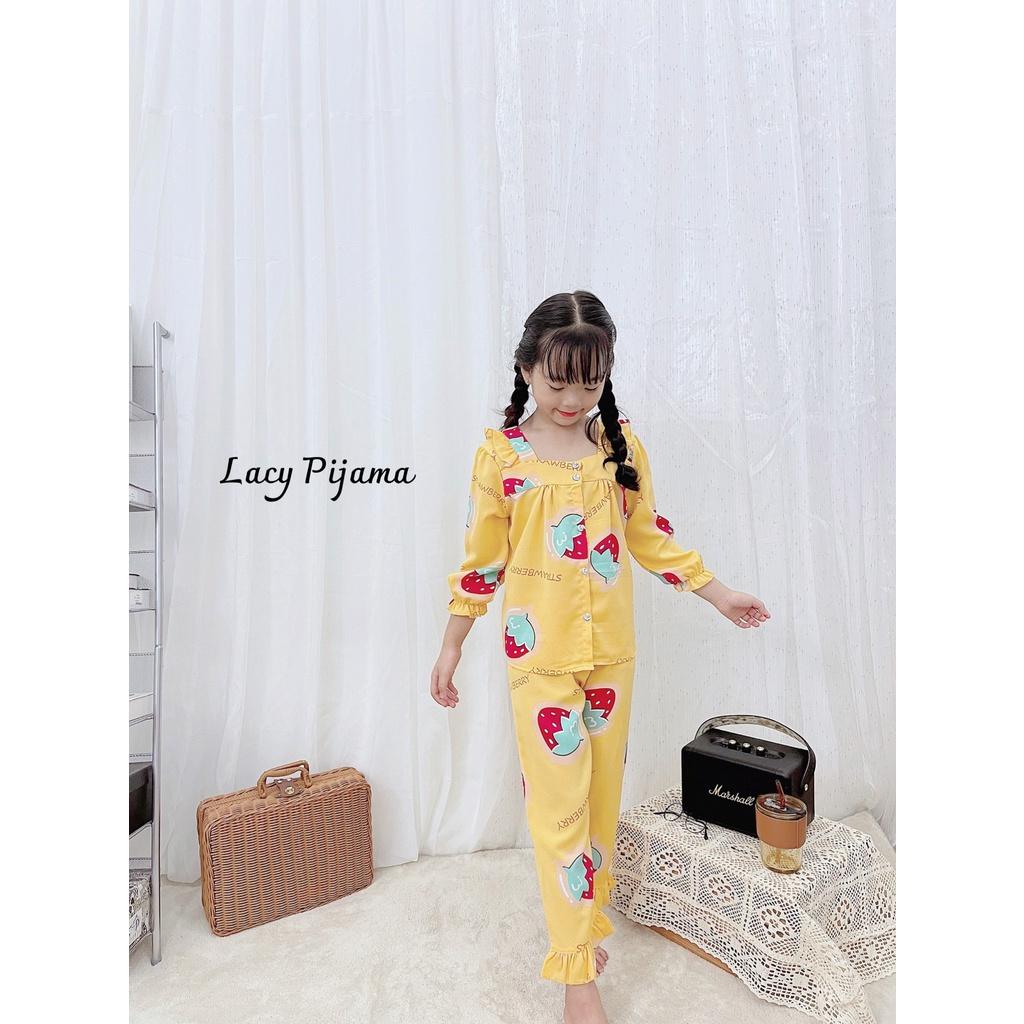 Đồ bộ bé gái, bộ pijama ngắn tay quần dài cho bé gái size 18-30kg chất lụa mango mềm mát