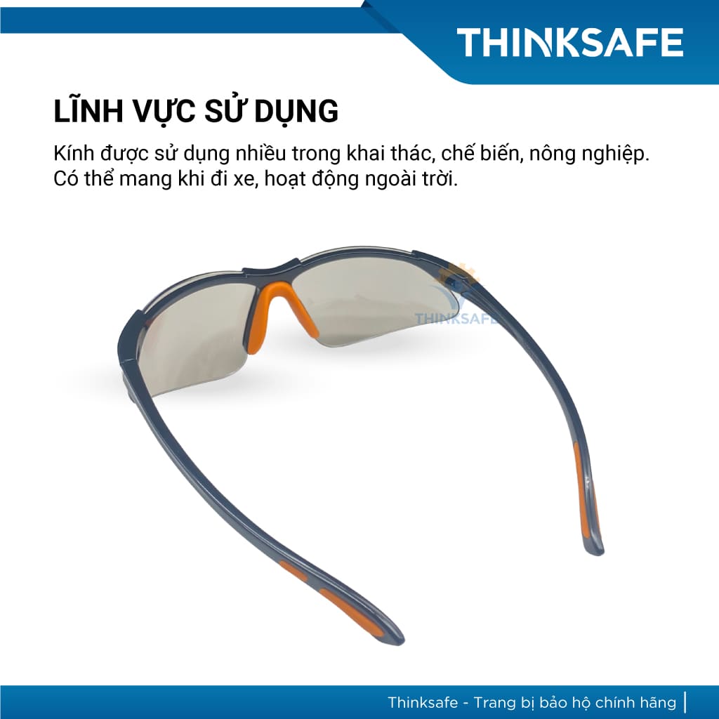 Mắt kính bảo hộ lao động Everest Thinksafe, Kính bảo vệ mắt trong suốt, chống bụi, chống tia UV, dùng đi đường - EV303