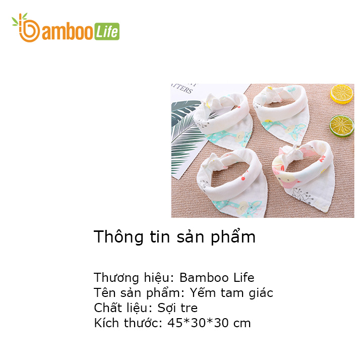 Sét 5 khăn yếm tam giác cho bé Bamboo Life hàng chính hãng từ sợi tre 6 lớp Khăn yếm quàng cổ giữ ấm cho bé sơ sinh (Giao màu ngẫu nhiên)