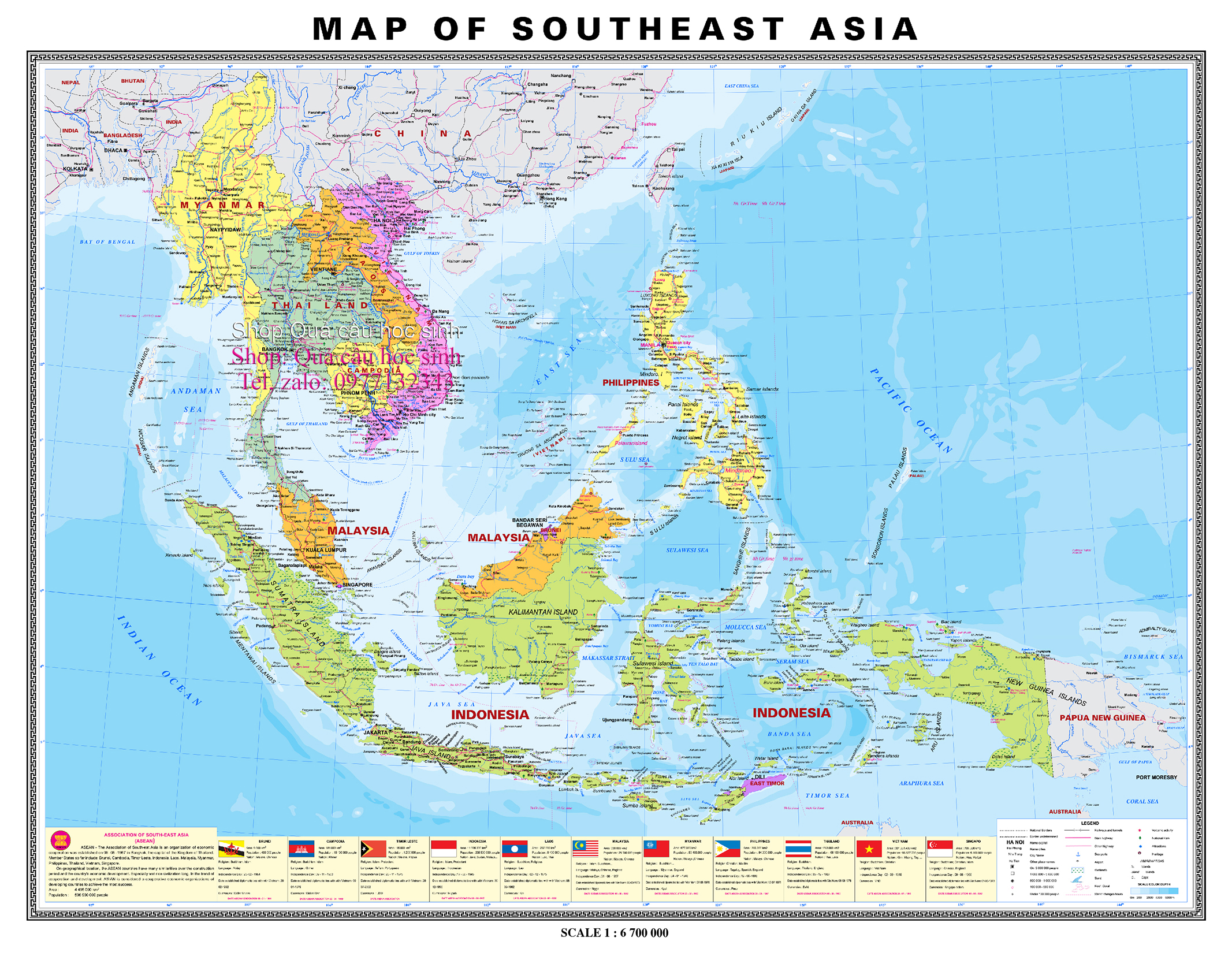 Các nước Đông Nam Á tiếng anh 2A0, 120x160cm (XB)