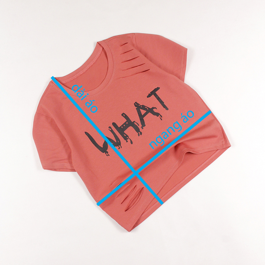 Áo thun croptop thời trang in chữ What cho bé gái từ 1 tuổi đến 9 tuổi 06658-06665