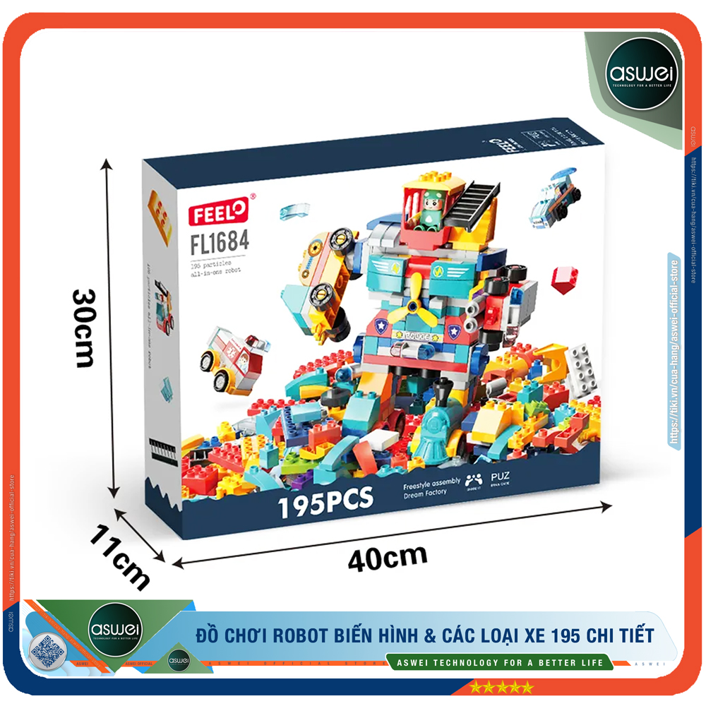 Robot Biến Hình - 195 Chi Tiết, Chất Liệu ABS Cao Cấp - Đồ Chơi Lắp Ráp ASWEI Khám Phá Và Phát Triển Trí Tuệ Cho Bé - Hàng Chính Hãng