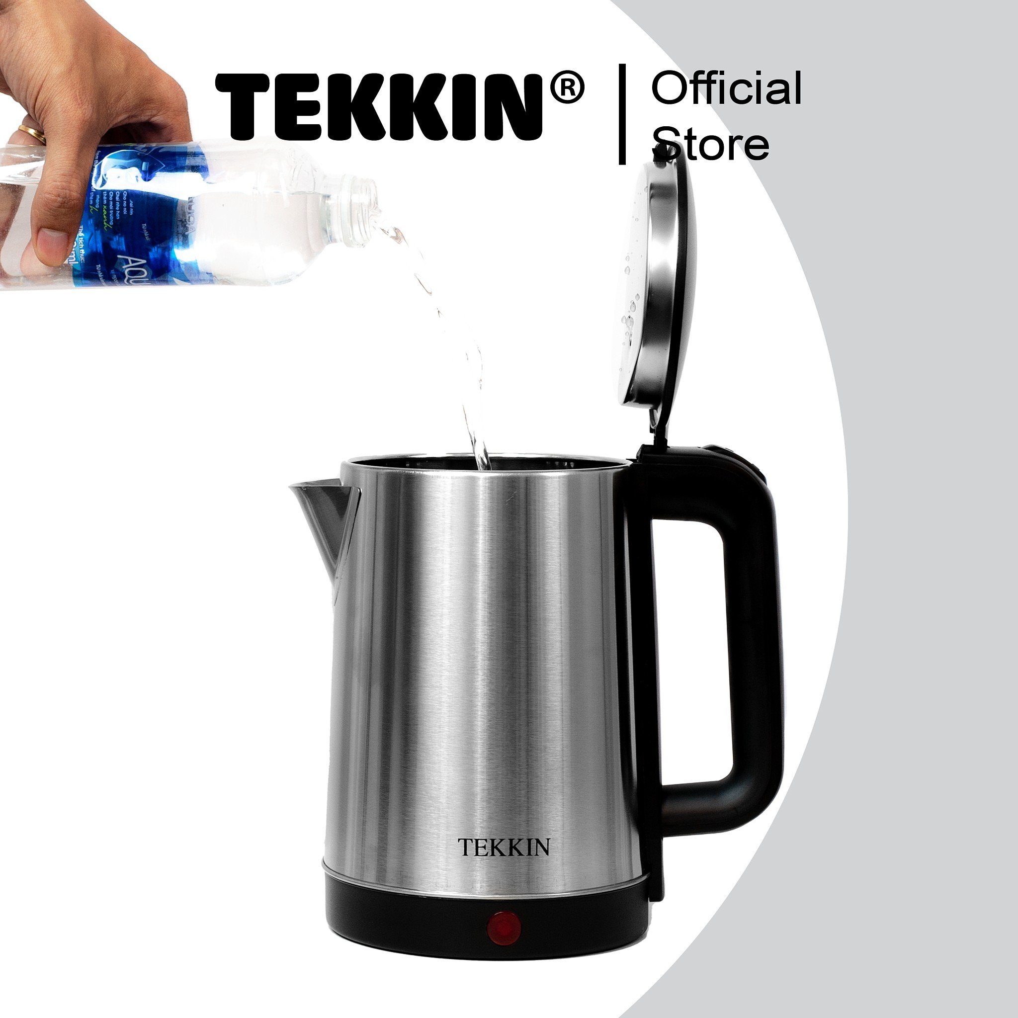 Ấm siêu tốc inox tự ngắt TEKKIN TI-2848 dung tích lớn 2.3L (dung tích sử dụng 1.8L) 1500W bảo hành 12 tháng - hàng nhập khẩu