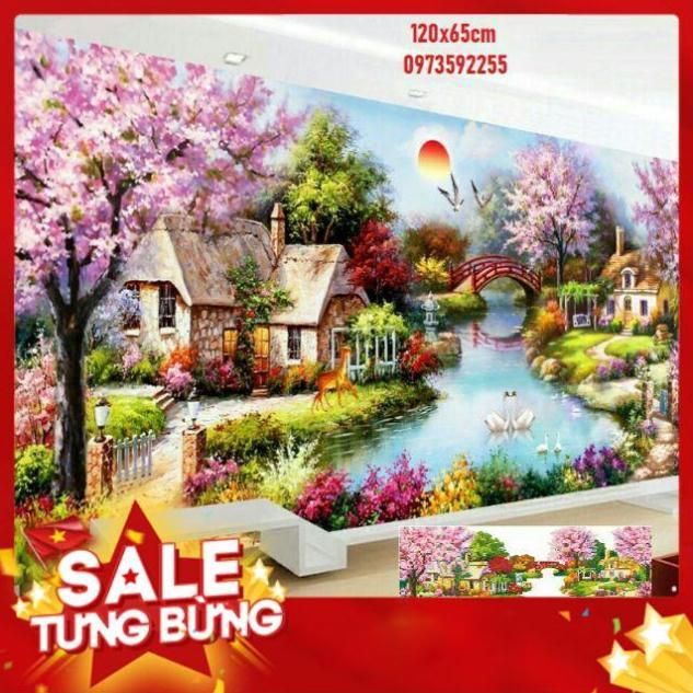 Tranh đính đá Phong Cảnh cao cấp 120x65cm