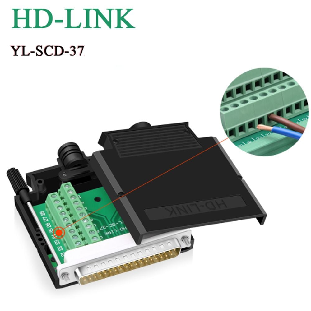 Đầu bấm cáp DB37 cổng đực + vỏ ốp nhựa HDLINK YL-SCD-37M. HÀNG CHÍNH HÃNG