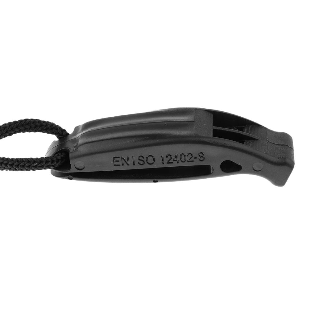 Black Safety Whistle with Lanyard for Outdoor Boating Hiking Emergency Rescue Signaling