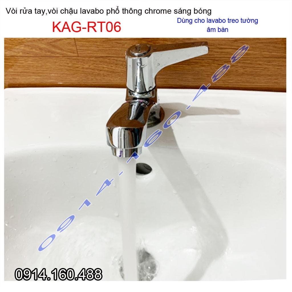 Vòi lavabo lạnh KAG-RT06, vòi chậu rửa mặt tay vuông gạt chome bóng nước mạnh sử dụng tốt siêu bền