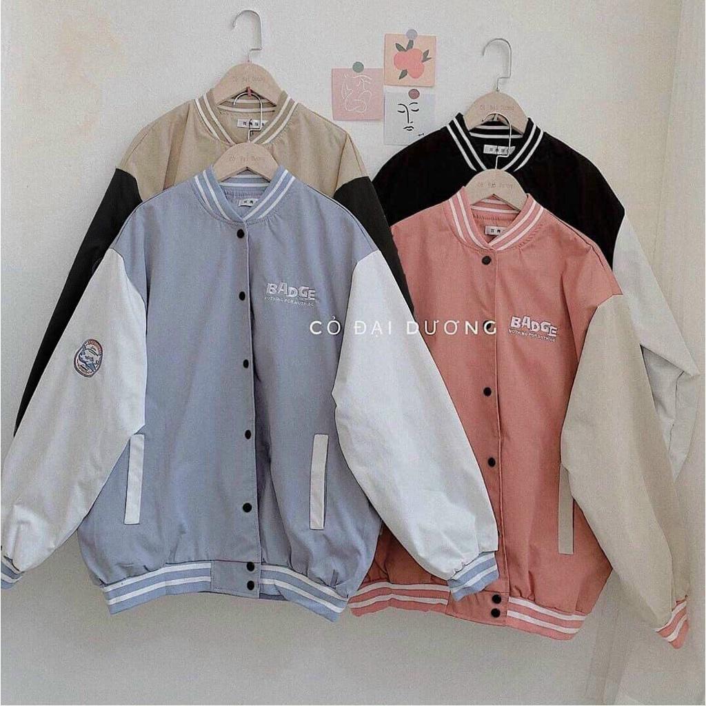 Áo khoác dù nhẹ nam nữ Unisex Kiểu dáng BOMBER Thêu BADGE dù 2 lớp thoáng mát 4 Màu giản đơn