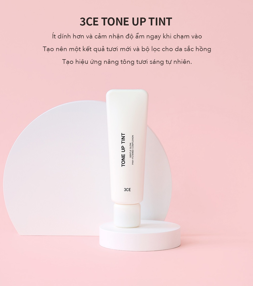 Kem Lót Trang Điểm 3CE TONE UP TINT Giúp Nâng Tone Da Tươi Sáng Trắng Hồng Tự Nhiên 40ML