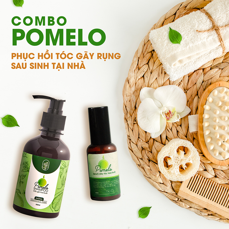 COMBO CHĂM SÓC TÓC HOA BƯỞI POMELO DẦU GỘI 250ML VÀ SERUM GIẢM GÃY RỤNG TÓC 50ML