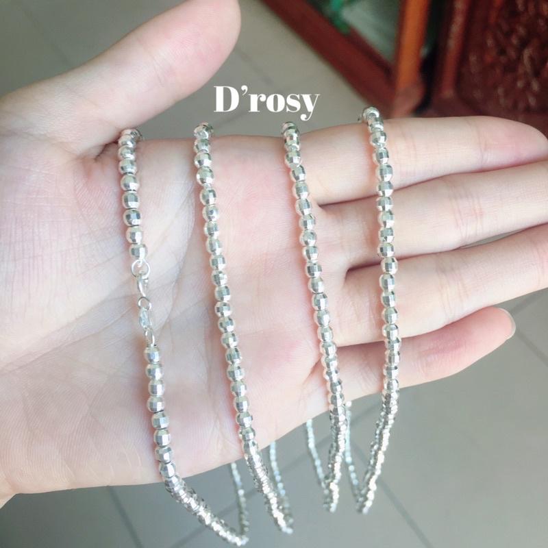 Dây chuyền bạc bi tròn phay nặng 4,5 chỉ dài 45 cm chuẩn bạc ta nguyên chất có bảo hành