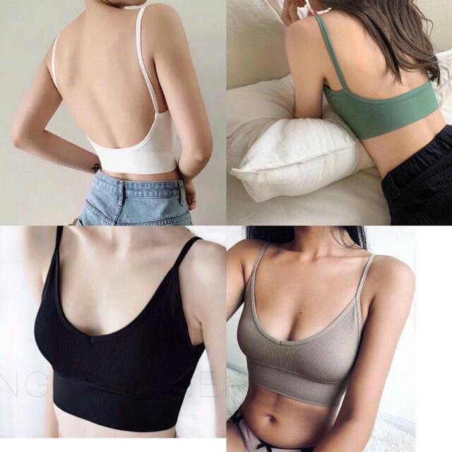 Áo bra nữ gân tăm đẹp 2 dây hở lưng khoét lưng chữ U - bra V09