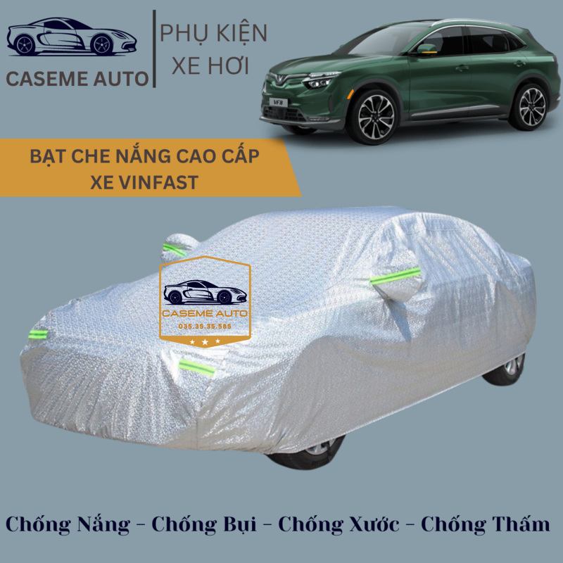 [VINFAST] Bạt phủ xe ô tô tráng nhôm cao cấp các xe hãng VINFAST, 3 lớp chống nóng, chống thấm, chống bụi - Hàng Chính Hãng