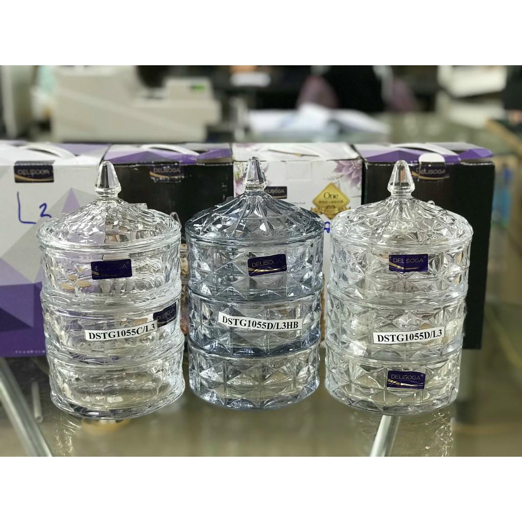 Thố mứt,hạt dưa thủy tinh 1,2,3 tầng cao cấp