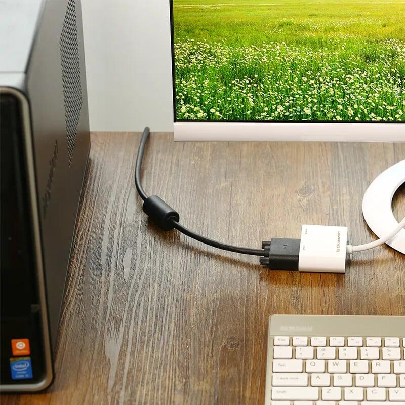 Ugreen UG40366MM138TK Màu Trắng Bộ chuyển đổi DisplayPort sang HDMI + VGA cao cấp - HÀNG CHÍNH HÃNG