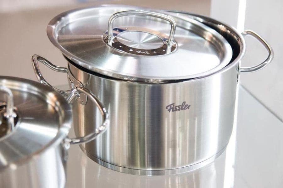 Bộ Nồi Fissler profi set 5 vung thép siêu cao cấp kèm quánh và chảo made in Germany Hàng Chính Hãng