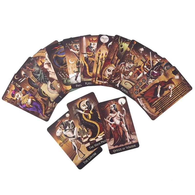 Bộ Bài Deviant Moon Tarot 78 Thẻ Mạ Màu, Hộp Sắt