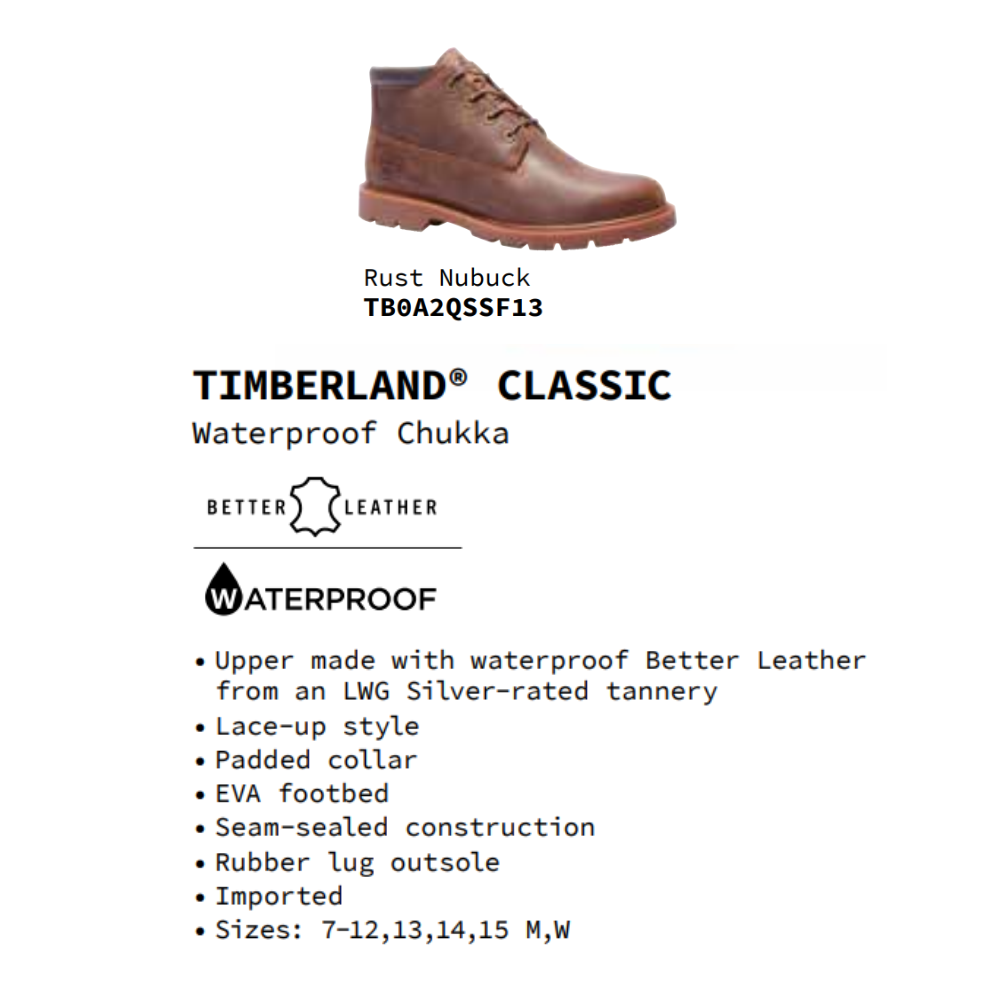 Timberland Giày Nam Boot Cổ Trung Basic Chukka WP w/ Suede Rust Nubuck TB0A2QSS5J