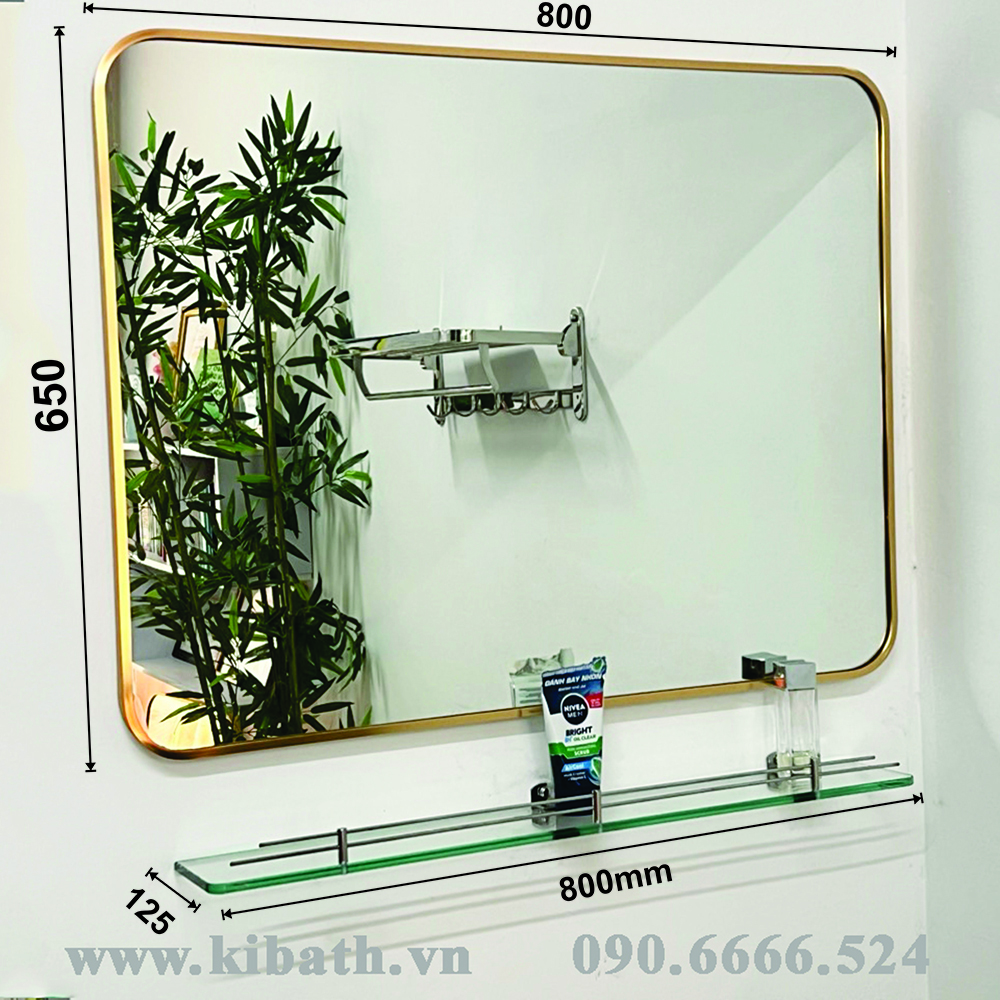 Combo Gương Soi Kibath KT 65x80cm Khung Hợp Kim Nhôm KB-165