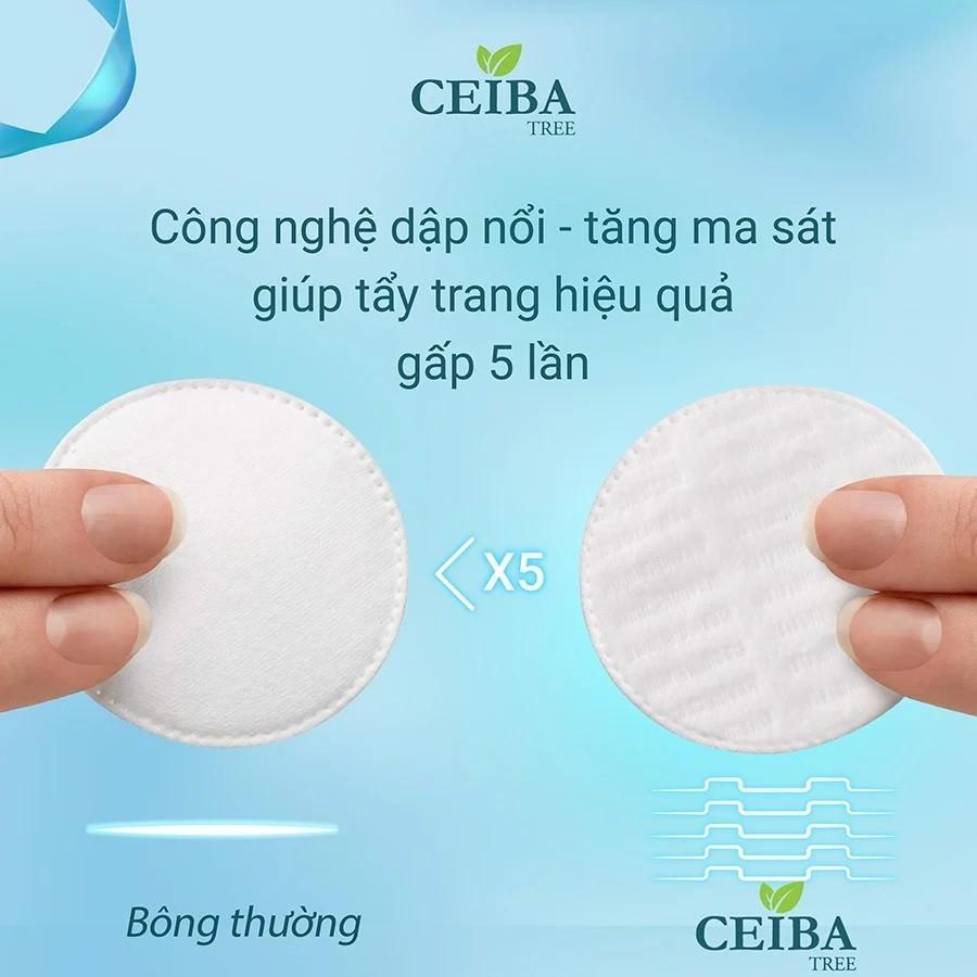 Combo 2 Bông Tẩy Trang Ceiba 100% Cotton Siêu Tiết Kiệm Dung Dịch 120 Miếng