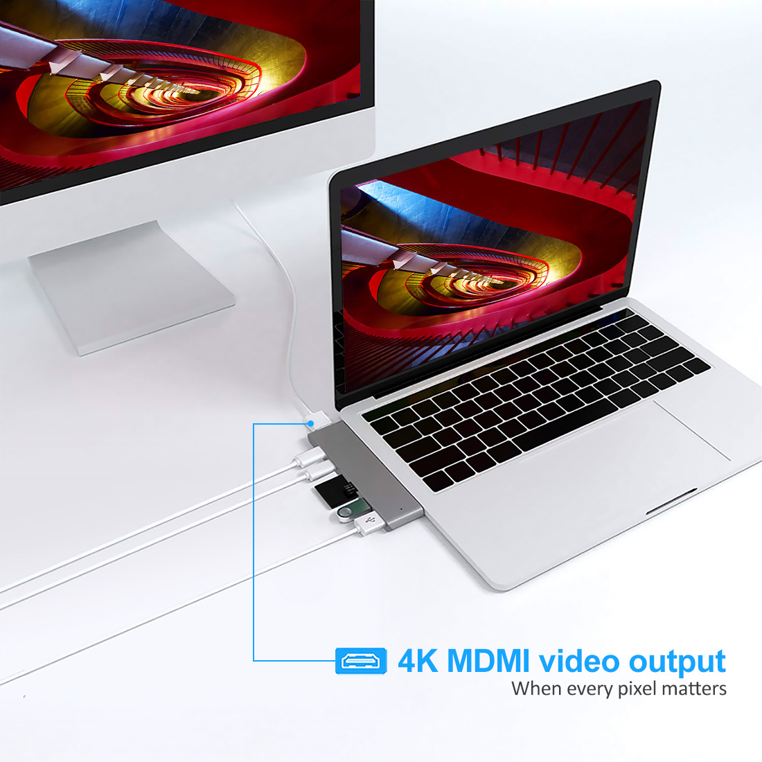 Hub Chuyển Đổi USB Typec Thunderbolt 3 to HDMI 7 Trong 1 SeaSy, Cổng HDMI 4K, Cổng Thunderbolt 3 Tốc Độ 40Gbps, Cổng TypeC Tốc Độ 5Gbps, 2 Cổng USB 3.0, Khe Đọc Thẻ Nhớ SD / TF, Dùng Cho Macbook Pro/Macbook Air – Hàng chính hãng