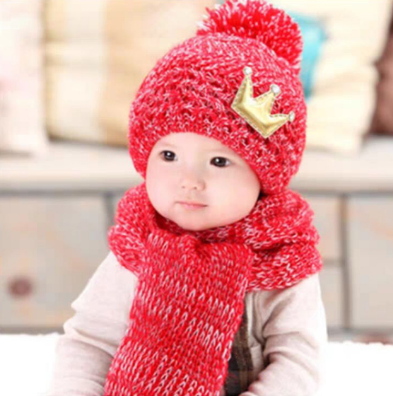 Mũ len cho bé bộ khăn mũ len phong cách Hàn thời trang, sét nón len kèm khăn cho bé mới