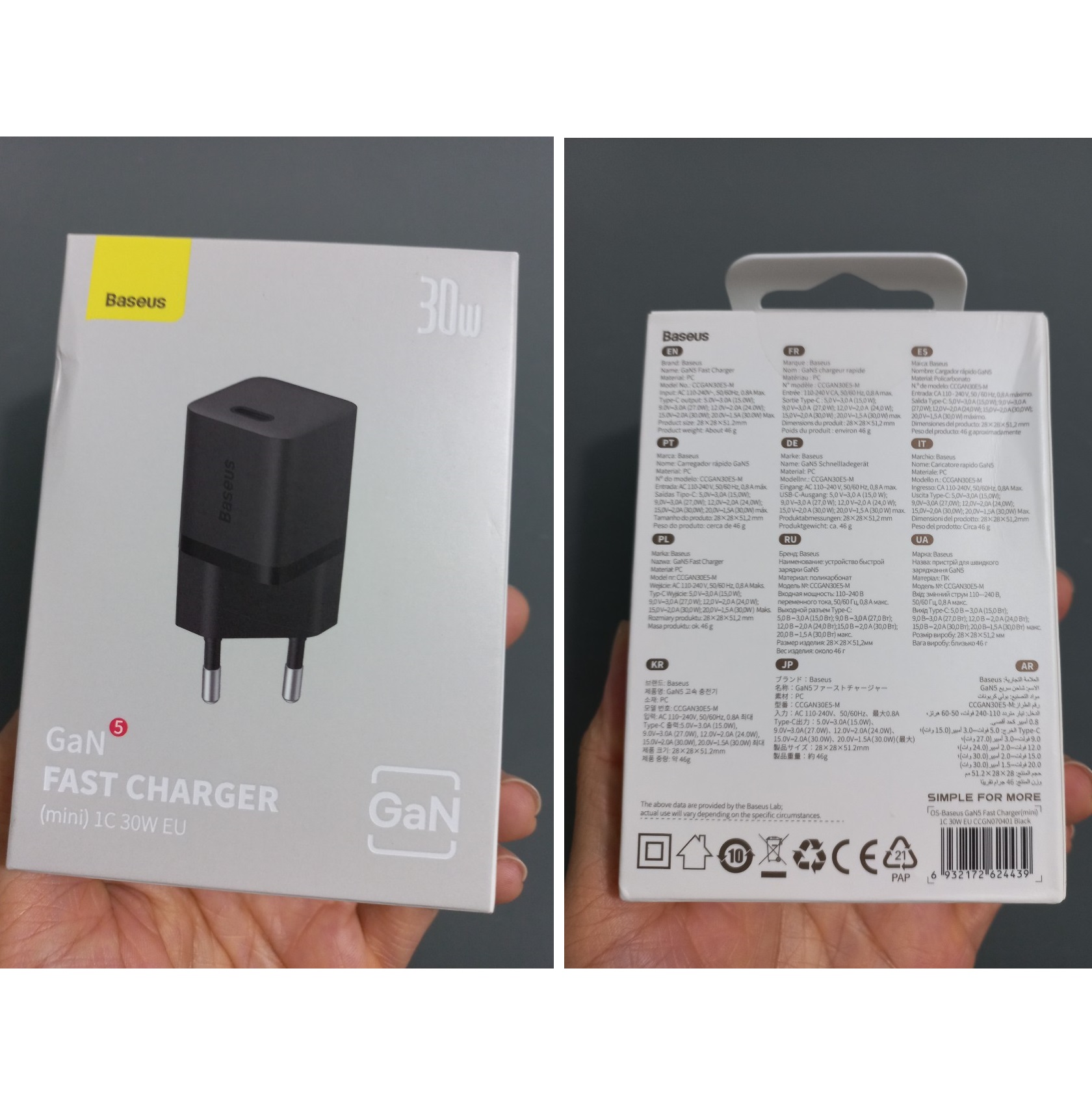 Củ sạc nhanh mini 30W 1 cổng type C Baseus GaN5 CCGAN30E5-M _ Hàng chính hãng