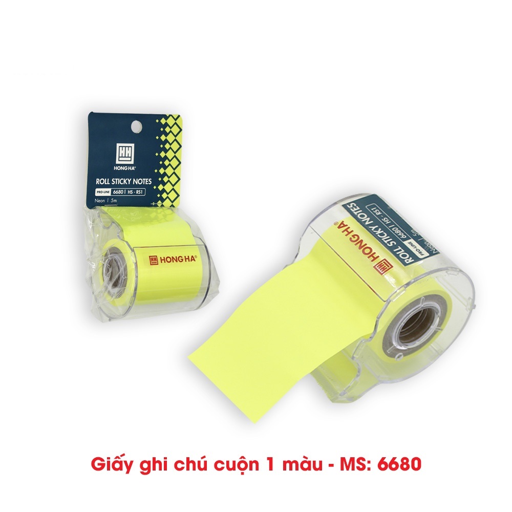 Giấy Ghi Chú Dạng Cuộn Kèm Dụng Cụ Cắt HH - 6680/6681 Thiết Kế Nhỏ Gọn, Tiện Lợi Mang Đi Mọi Lúc, Mọi Nơi. Lớp Keo Phủ Kín Cuộn Giúp Dán Và Gỡ Dễ Dàng Ở Nhiều Bề Mặt Khác Nhau