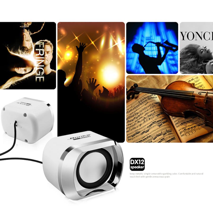 Loa siêu trầm di động Bonks DX12 USB2.0 Loa nhỏ có phích cắm âm thanh 3,5 mm và phích cắm nguồn USB cho máy tính để bàn, máy tính xách tay, máy tính xách tay, điện thoại MP3 Color: Color-White